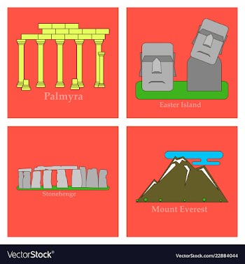 Travel journey concept famous monuments of world vector image