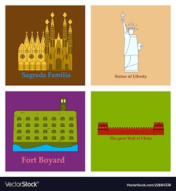 Travel journey concept famous monuments of world vector image