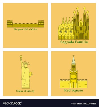 Travel journey concept famous monuments of world vector image