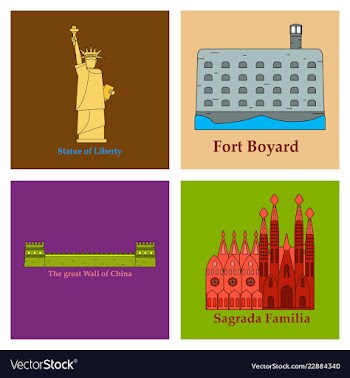 Travel journey concept famous monuments of world vector image