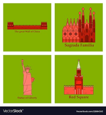 Travel journey concept famous monuments of world vector image