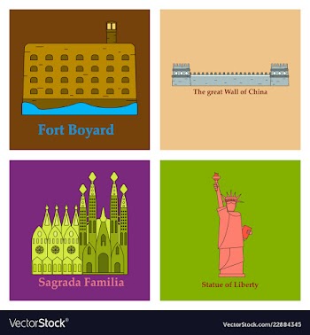 Travel journey concept famous monuments of world vector image