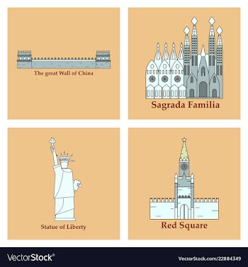 Travel journey concept famous monuments of world vector image