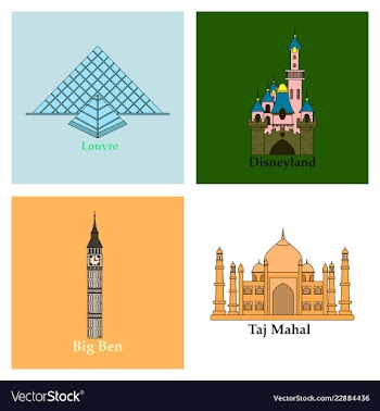 Travel journey concept famous monuments of world vector image
