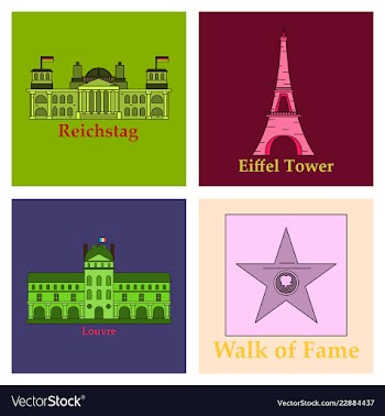 Travel journey concept famous monuments of world vector image