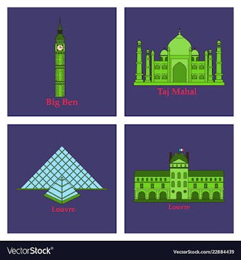 Travel journey concept famous monuments of world vector image