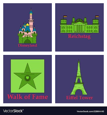 Travel journey concept famous monuments of world vector image
