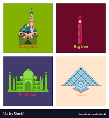 Travel journey concept famous monuments of world vector image