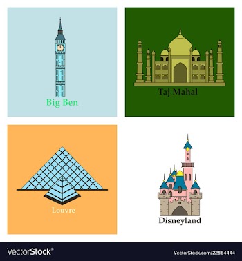 Travel journey concept famous monuments of world vector image