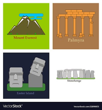 Travel journey concept famous monuments of world vector image