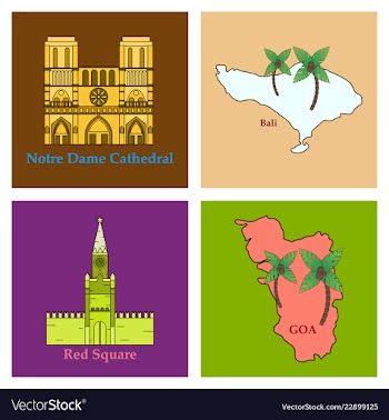 Travel journey concept famous monuments of world vector image