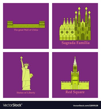Travel journey concept famous monuments of world vector image