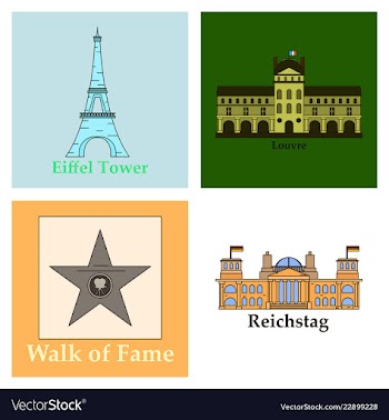 Travel journey concept famous monuments of world vector image