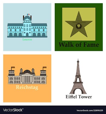 Travel journey concept famous monuments of world vector image