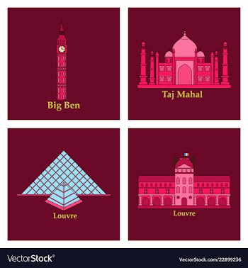 Travel journey concept famous monuments of world vector image