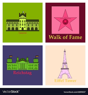 Travel journey concept famous monuments of world vector image