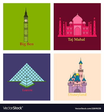Travel journey concept famous monuments of world vector image