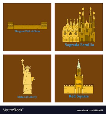 Travel journey concept famous monuments of world vector image