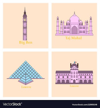 Travel journey concept famous monuments of world vector image