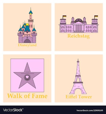 Travel journey concept famous monuments of world vector image