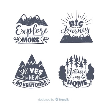 Travel lettering badge collection with quotes Free Vector