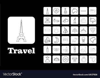 Travel line icons for web and mobile thin line vector image