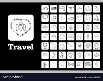 Travel line icons for web and mobile thin line vector image