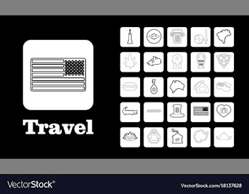 Travel line icons for web and mobile thin line vector image