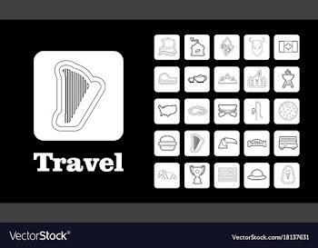Travel line icons for web and mobile thin line vector image