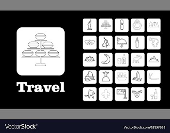 Travel line icons for web and mobile thin line vector image