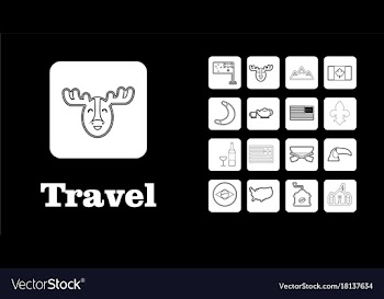 Travel line icons for web and mobile thin line vector image