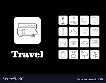 Travel line icons for web and mobile thin line vector image