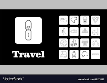 Travel line icons for web and mobile thin line vector image
