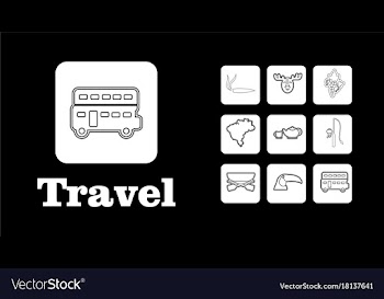 Travel line icons for web and mobile thin line vector image