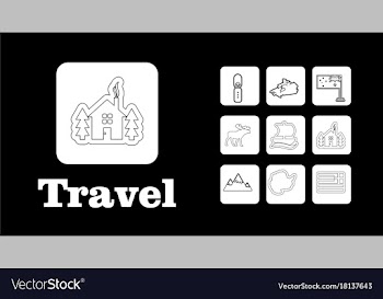 Travel line icons for web and mobile thin line vector image