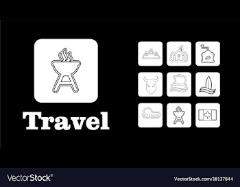 Travel line icons for web and mobile thin line vector image