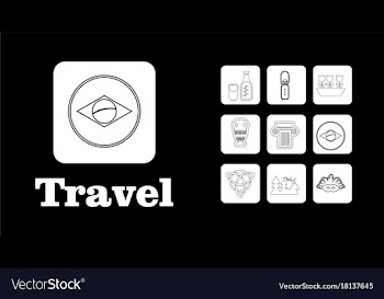 Travel line icons for web and mobile thin line vector image