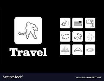 Travel line icons for web and mobile thin line vector image