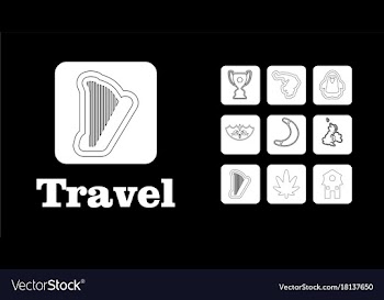 Travel line icons for web and mobile thin line vector image