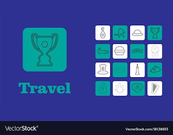Travel line icons for web and mobile thin line vector image