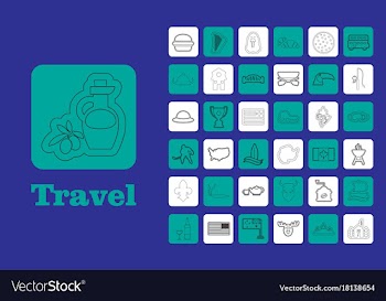 Travel line icons for web and mobile thin line vector image