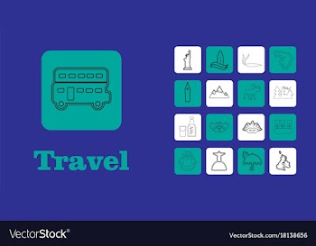 Travel line icons for web and mobile thin line vector image