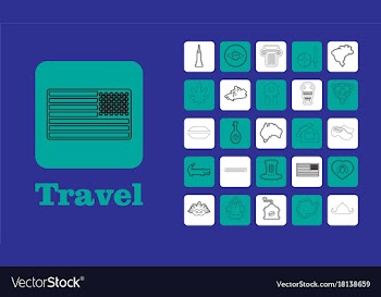 Travel line icons for web and mobile thin line vector image