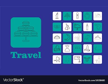 Travel line icons for web and mobile thin line vector image
