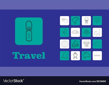 Travel line icons for web and mobile thin line vector image