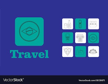 Travel line icons for web and mobile thin line vector image