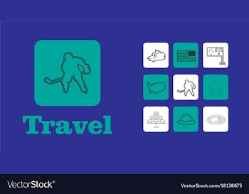 Travel line icons for web and mobile thin line vector image