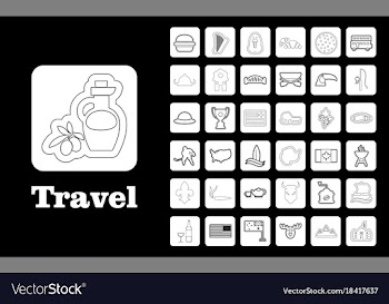 Travel line icons for web and mobile thin line vector image