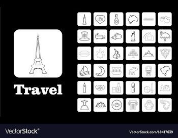 Travel line icons for web and mobile thin line vector image