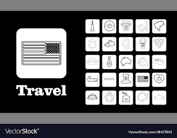 Travel line icons for web and mobile thin line vector image